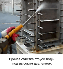 ручная очистка цельносварных теплообменников струей воды под высоким давлением
